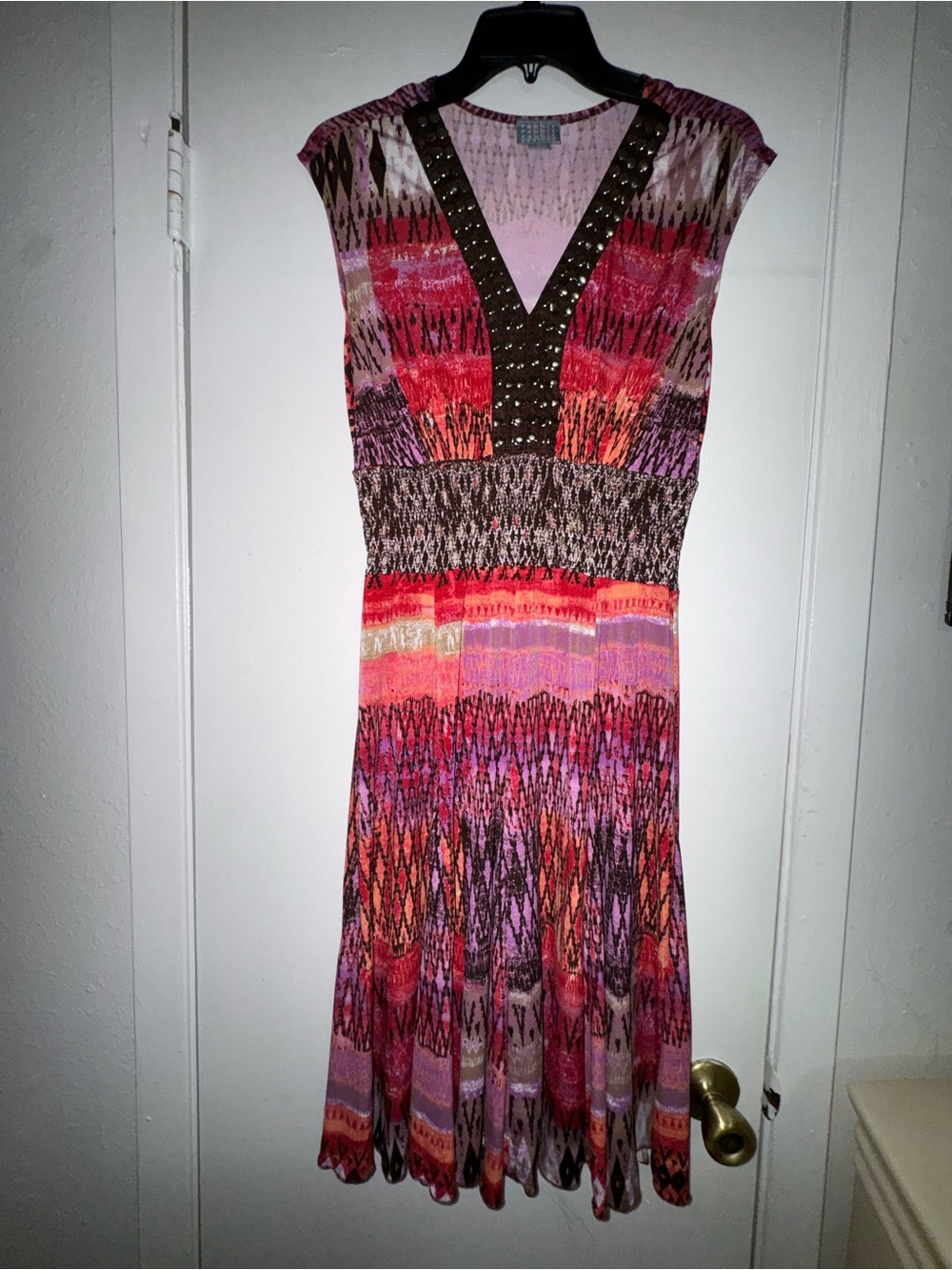 Rabbit Rabbit Rabbit Designs Dress Size 8 Multicolor Studded V Neck Boho
